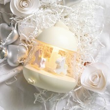 Tabletop LED Night Light Music Box Carousel with Horses Figurine Rotary Lamp