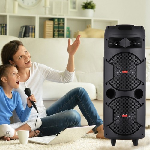 Sistema de Altavoces Bluetooth Doble Woofer de 8 Pulgadas Micrófono de Fiesta Portátil Remoto FM - Imagen 13 de 14