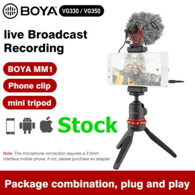 Boya BY-VG330 BY-VG350 Microphone+LED Light+tripod kit for Smartphone Camera SLR