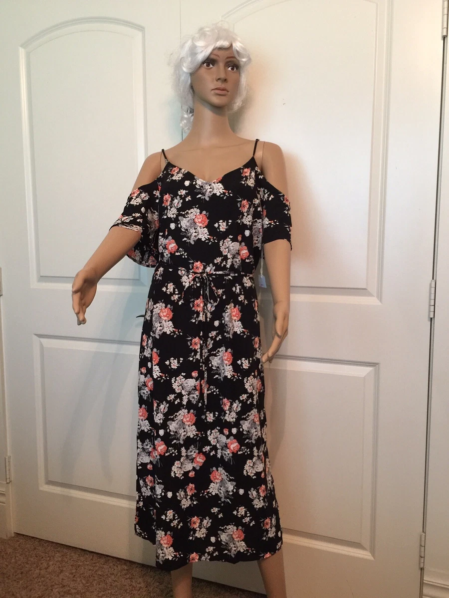 Spaghetti strap cold shoulder dress clearance
