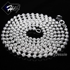 18"20"24"30"MEN WOMEN 925 STERLING SILVER 3MM MOON CUT BEADED CHAIN NECKLACE SN1