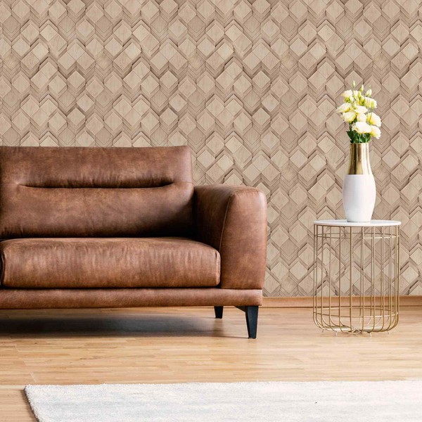 Vliestapete 3D-Effekt Grafisch Muster Holzoptik Beige Braun 81675 (4,31€/1Qm)-image