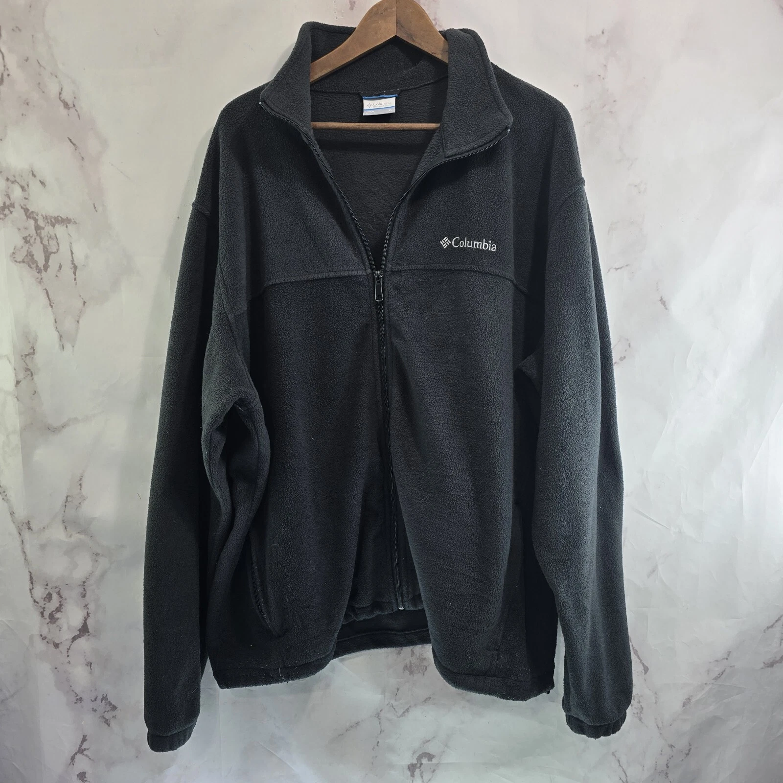 Columbia Jacket Mens XL Black Fleece Full Zip Mid Layer Steens Mountain