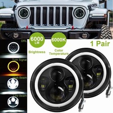 Pair 7 Inch Round Led Headlights Halo Angle Eyes For Jeep Wrangler Jk Lj Tj Cj Pair 7 Inch Round Led Headlights Halo Angle Eyes For Jeep Wrangler Jk Lj Tj Cj