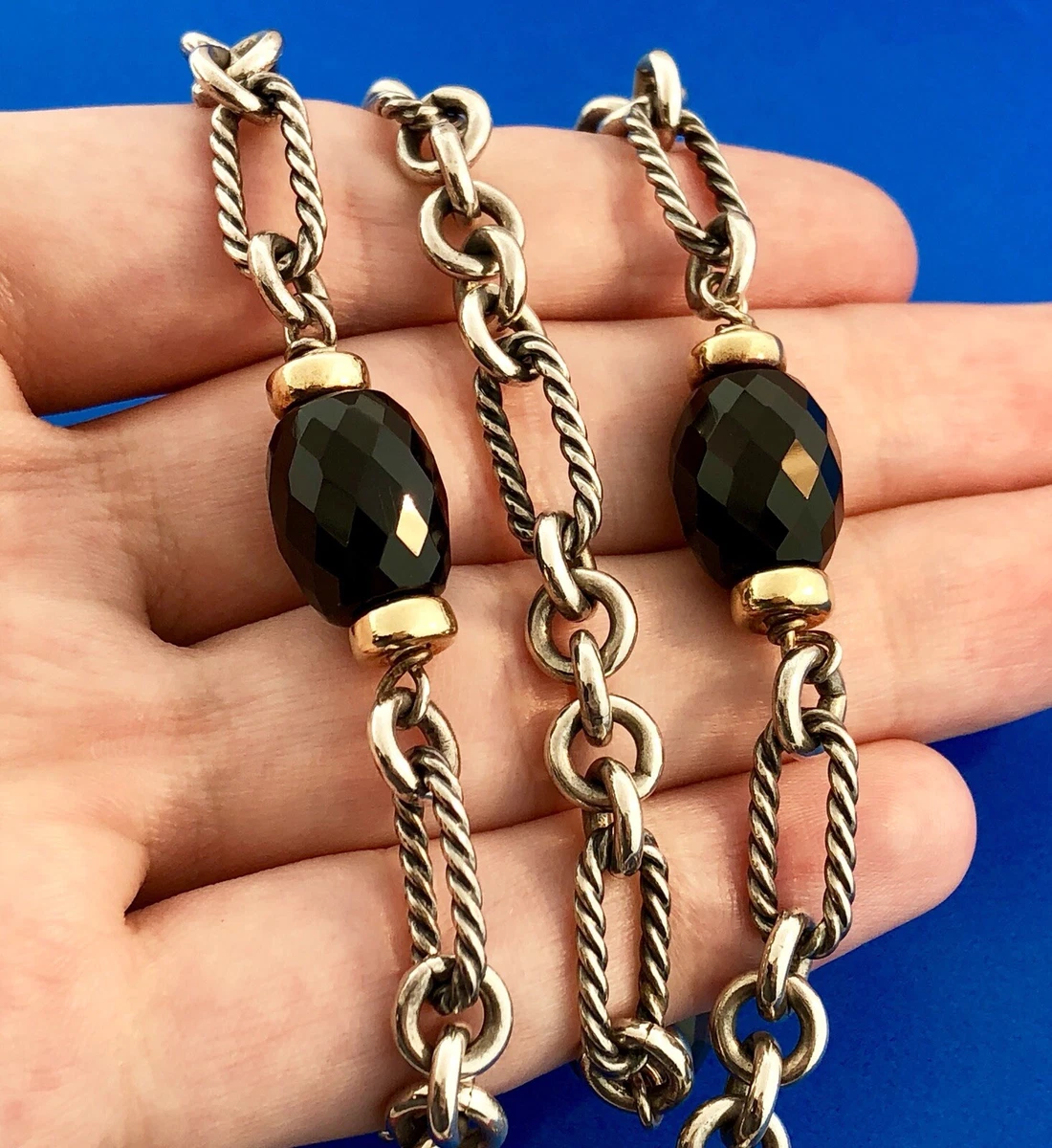 David Yurman 18K Gold 925 Sterling Silver Bijoux Oval Black Onyx