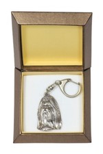 Shih Tzu - silver plated keyring with image of a dog, in box, Art Dog USA