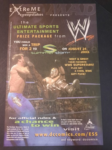 WWE Extreme Summer Sweepstakes Summer Slam Contest ~ Comic Page PRINT AD 2003