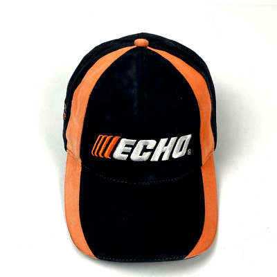 Echo USA Hat Chainsaw Logo Trucker Cap Black Orange Adjustable Vintage