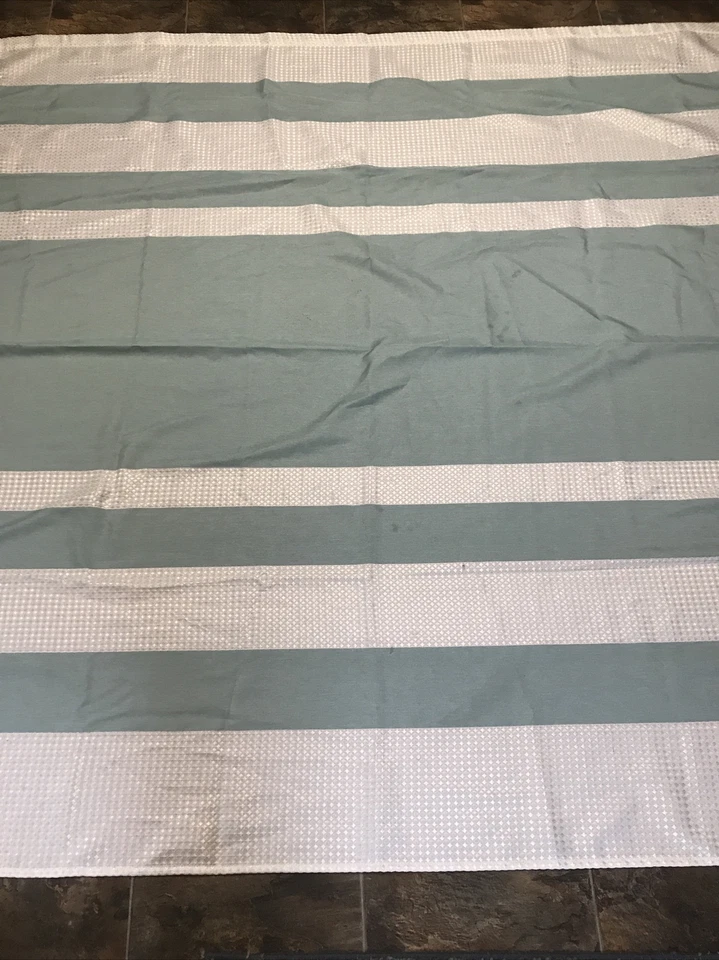 shower curtain green and white striped  - Image 2 of 4