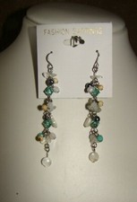 Boucles d'oreilles fantaisies pendantes pampille multicolor neuf 