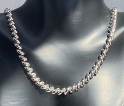 Spirale Glieder Sterlingsilber schicke modernistische Halskette Italien 17'' Anin Bing Stil