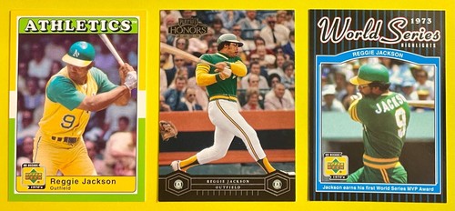 REGGIE JACKSON, Oakland A's 3-Card Lot 1973 AL MVP, '73 World Series MVP - 第 1/2 張圖片