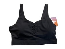 JoyLab Women's Lace-Up Ribbed Sports Bra Black Small NEW