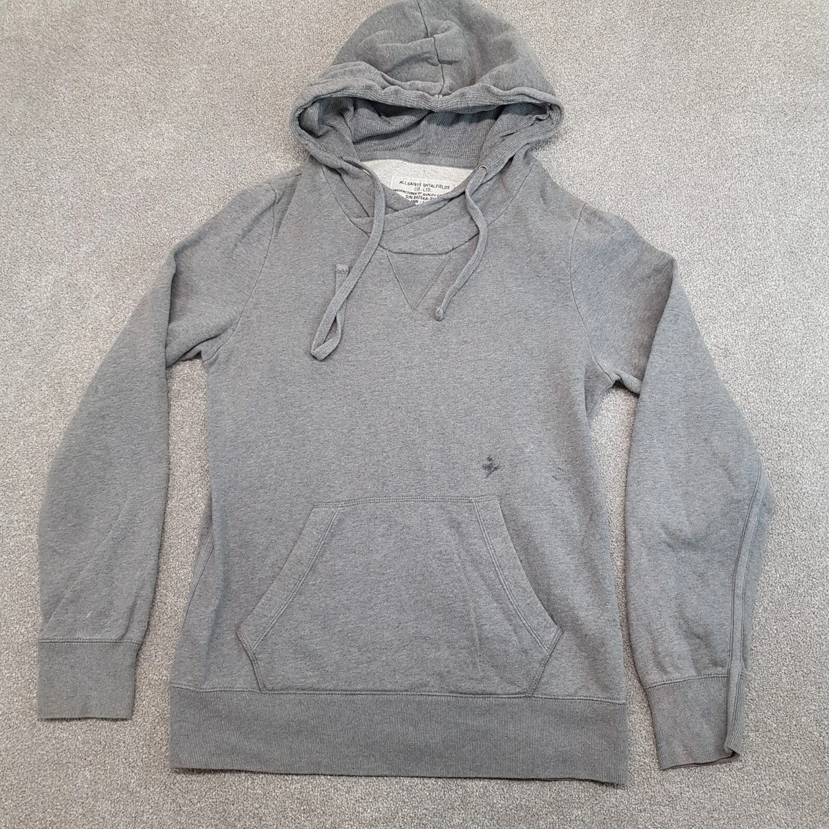 All Saints Mens Hoodie Small Grey Sweatshirt Pullover Jumper