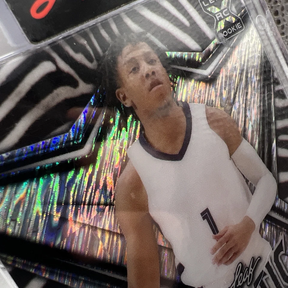 2022-23 Leaf Exotic Zebra Silver Wave /8 Kennedy Chandler #BA-KC2 Rookie Auto RC - Image 4 of 4