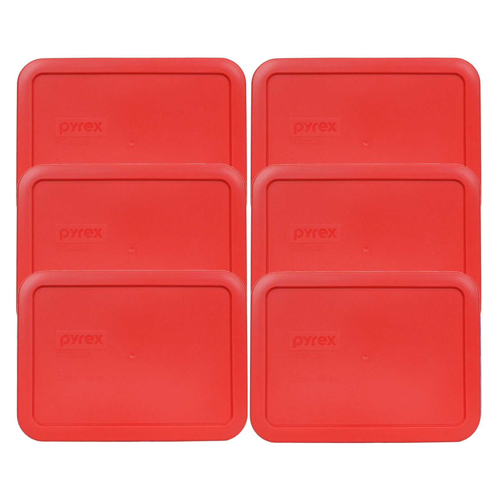 Pyrex 7210-PC Red Rectangle Plastic Storage Replacement Lid Cover (6-Pack)