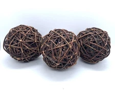Natural Brown Twig Decorative Balls Orbs Set Of 3