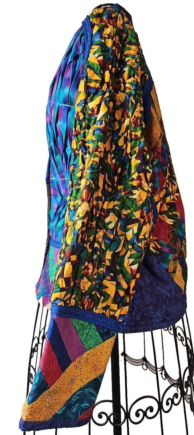 Patchwork Jacket Women's Large Handmade (?) Vibra… - image 2