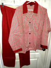 mens STRIPE PAJAMAS 2 PC SLEEP SET SEARS size MEDIUM 38/40 RED WHITE STRIPES