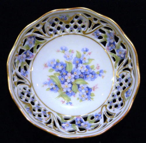 Vintage Schumann Arzberg Bavaria 'Forget Me Not' Chalet Pierced Bowls &/or Plate