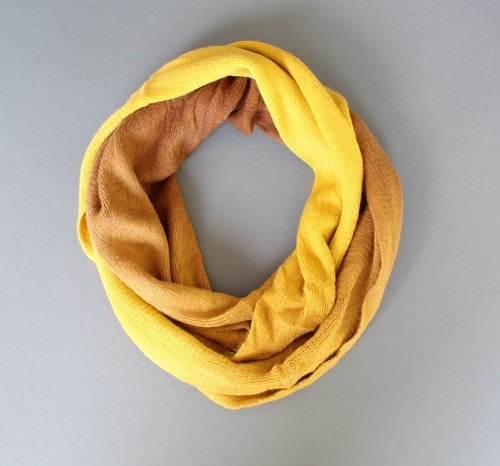 Brown Mustard ombre scarf circle infinity endless loop long scarf super soft - Bild 4 von 6