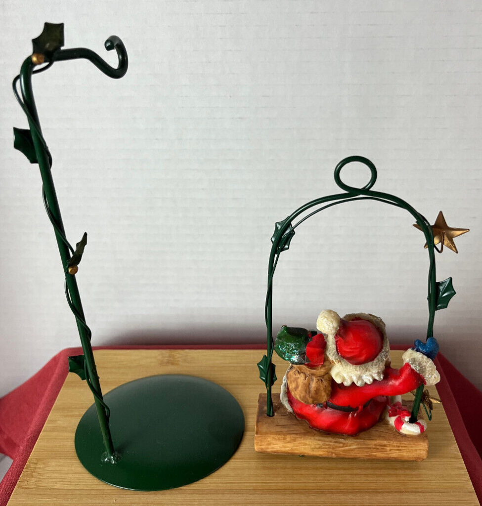 Santa on Swing Holiday Christmas Decoration Swinging Resin & Metal