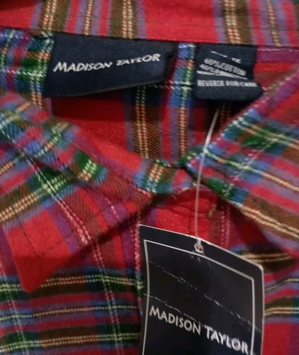 NWT Madison Taylor Womens Long Sleeve Button Front Pocket Flannel Shirt 1X - Picture 3 of 6