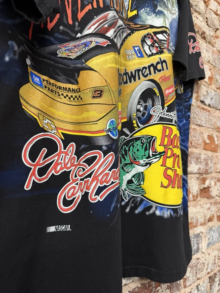 Camiseta vintage años 90 Dale Earnhardt Bass Pro Shops The Thrill of The Strike AOP Foto 4 de 4