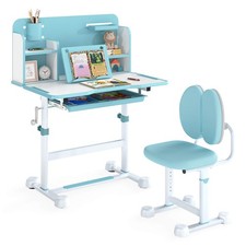 Kid  s Study Desk  Chair Set w/ Tilt Desktop, Pen Holder  Tray, Reading Stand