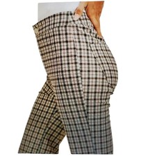 VINTAGE 60's Womens Flare Plaid Pants XS Mustang by Haggar Cream Tartan Trousers