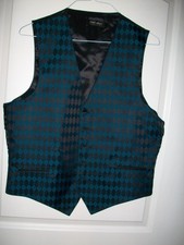 Neil Allyn Paisley Blue, Black Vest Medium Size Medium-5 button-Clean sharp