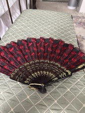 Vintage Lace Hand Fan 9.25" x 16" Plastic