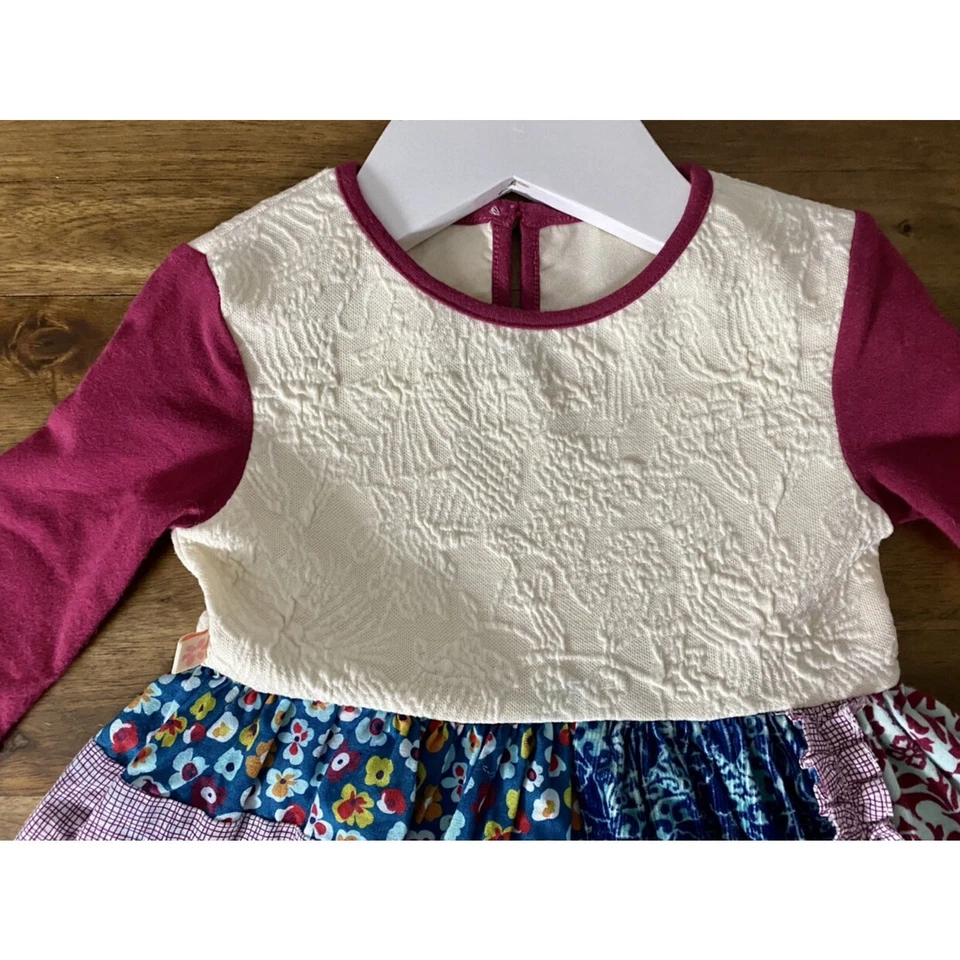 Persnickety Arabesque Bristol Dress Cream Red Blue Mixed Print Floral 12-18M  - Imagem 3 de 4