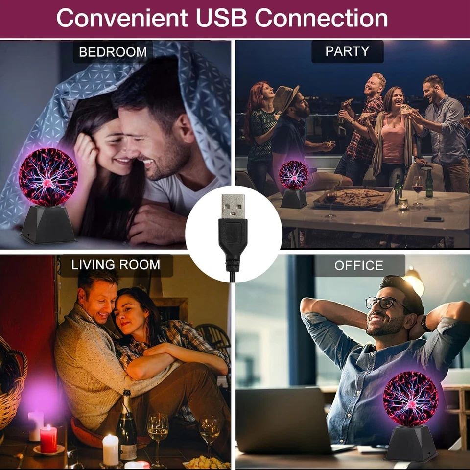 Lámpara de bola de plasma mágica de 7 pulgadas Gresus - USB P interactiva sensible al tacto y al sonido Foto 3 de 4