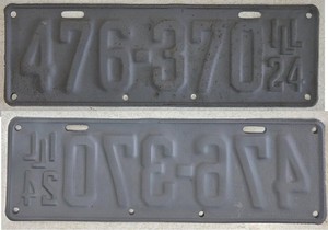 1924 Illinois license tag plate