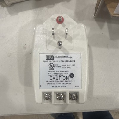 MG Electronics 24VAC Plug In Class 2 Transformer - Model #MGT2440