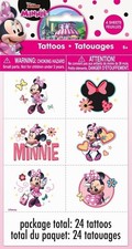Minnie Mouse Party Temporary Tattoos Assorted Designs 24 Pcs