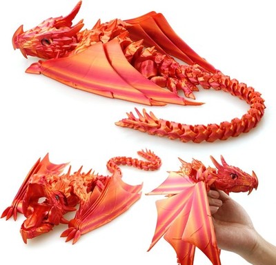 LehuoMaker 3D Printed Dragon with Wings, Fidget Dragon Toys, 3D Printed Anima