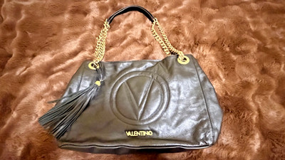 Mario Valentino Luisa Sauvage Black Leather Shoulder Bag w/ Dust Bag | NWOT