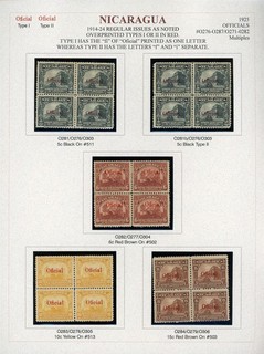 Lotto pagine album specializzate NICARAGUA BYERLEY #74 MULTIPLI con 5c TIPO II $$$