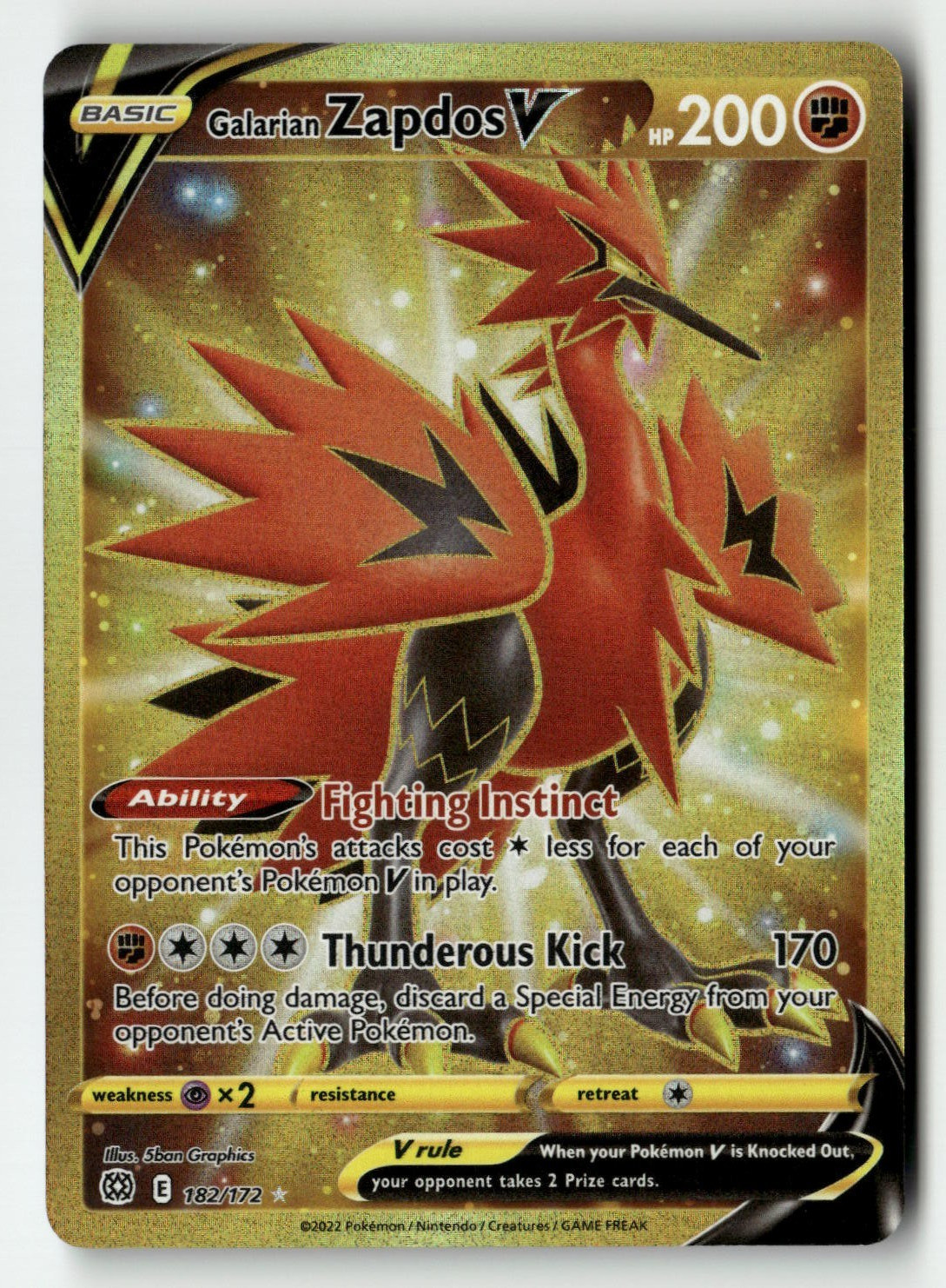 Galarian Zapdos V (Secret) - SWSH09: Brilliant Stars 182/172