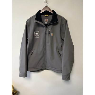 Carhartt Fleece Lined Mock Neck Rain Defender Softshell Jacket Men's Large Gray