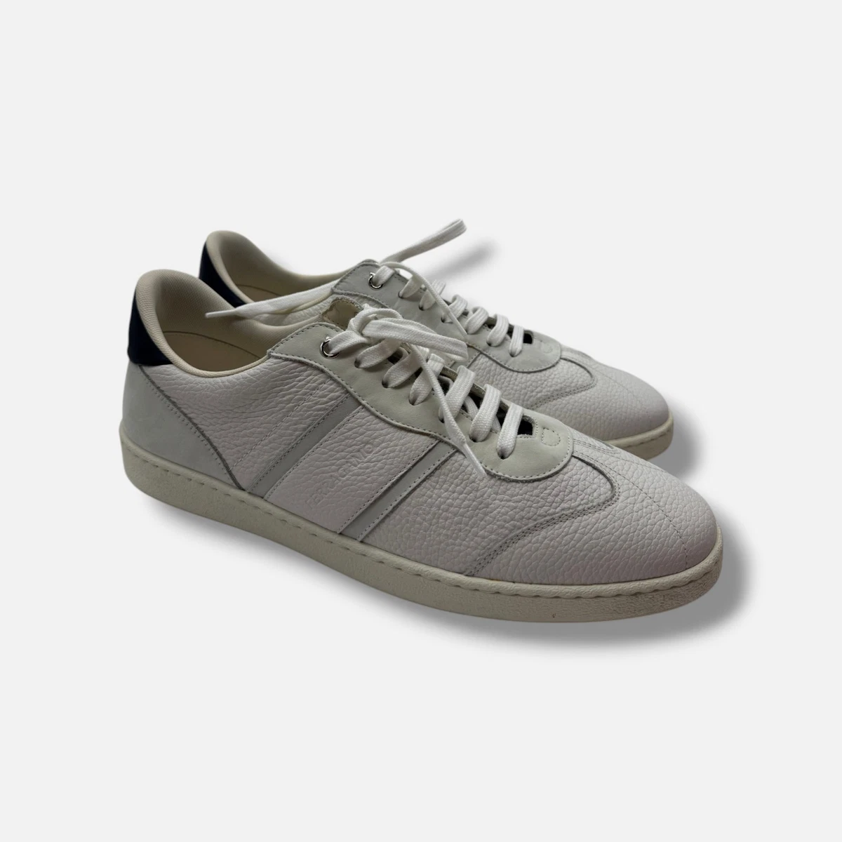 Men\'s Salvatore Ferragamo Pierre White Leather Sneakers 9.5M 9 1/2M Salvatore Ferragamo M White Casual Shoes for Men for sale | eBay main image 3
