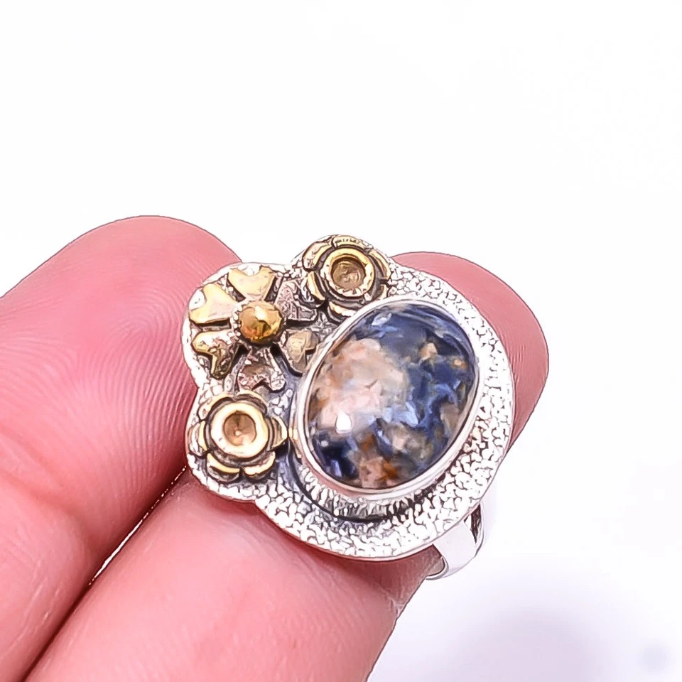 Anillo Pietersita-Namibea Dos Tonos Plata de Ley 925 s.6.5 R20, Regalo de Navidad Foto 4 de 4