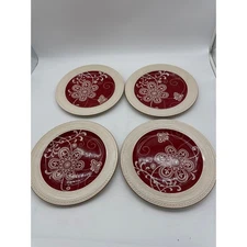 Pier 1 Imports MARIBETH Dinner Plates 11" Red Floral Set of 4