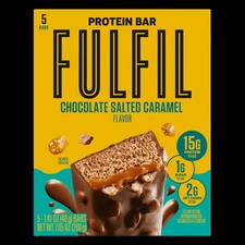 Fulfil Chocolate Salted Caramel Flavored Protein Bars, 5 Count Box Fsat Shipping