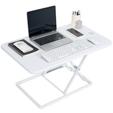 VIVO White Ultra Slim 32" Desktop Converter, Sit Stand Tabletop Monitor Riser