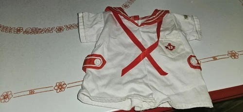 Cabbage Patch Kids 1980s Sailor Outfit White With Red Trim, Hook & Loop Closure