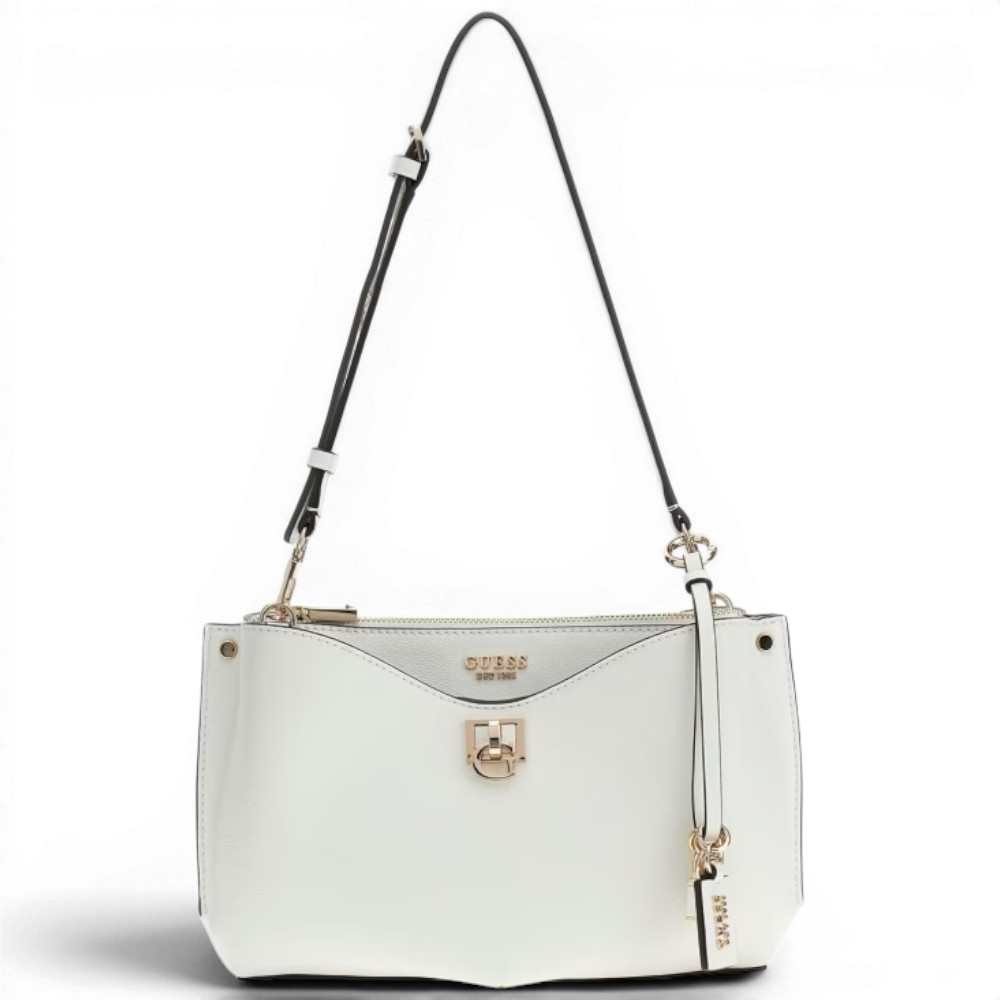 Moda Guess Borsa a Spalla Bianca Shoulder Bag Donna Bianco in Sintetico