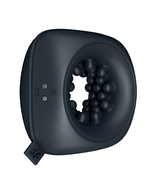 Satisfyer Ring Stroker - Black Vibrating Masturbator for Travel with 3 Motors